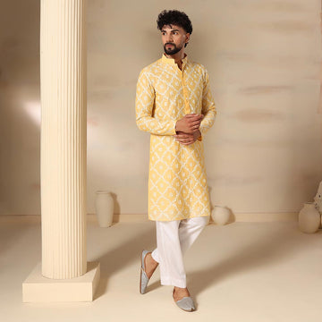 Classic men yellow kurta