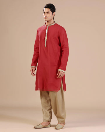 Deep red mens kurta set