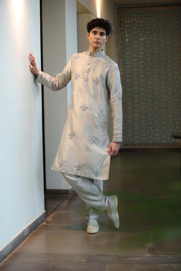 Elegant moon grey kurta set