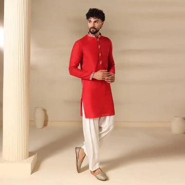 Classic red mens kurta set