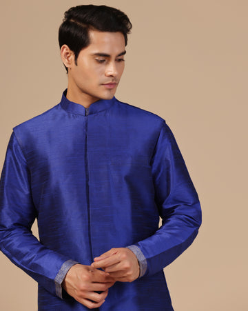 Classic deep blue mens nehru jacket