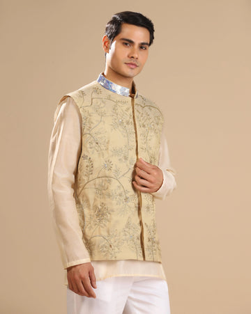 Simmer gold embroidered mens nehru jacket