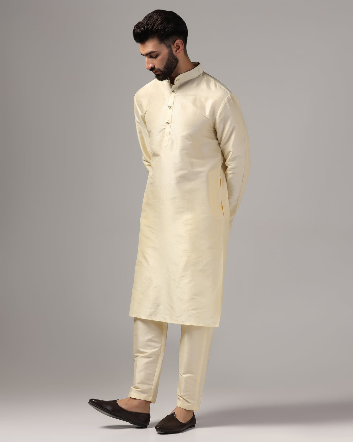 Classic Ivory Dupion Silk Kurta Set