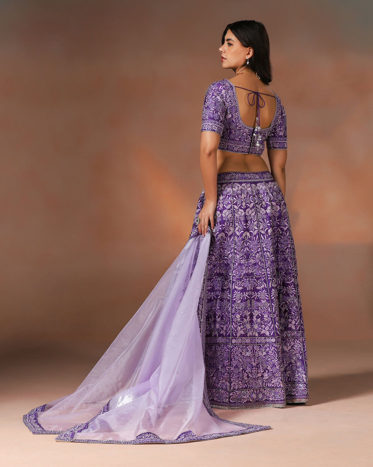 Dupion Silk Thread Work Lehenga With Sequins & Cutdana Embellishments