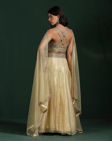 Classic Gold Silk Lehenga with Intricate Hand Embroidery