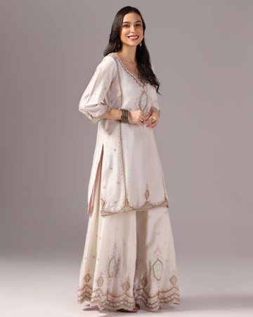 Embroidered Kurta Sharara Set