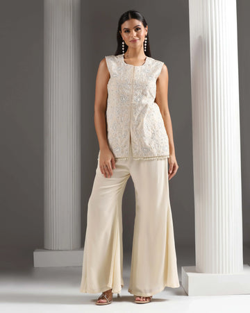 Women Ivory jacket style co-ord