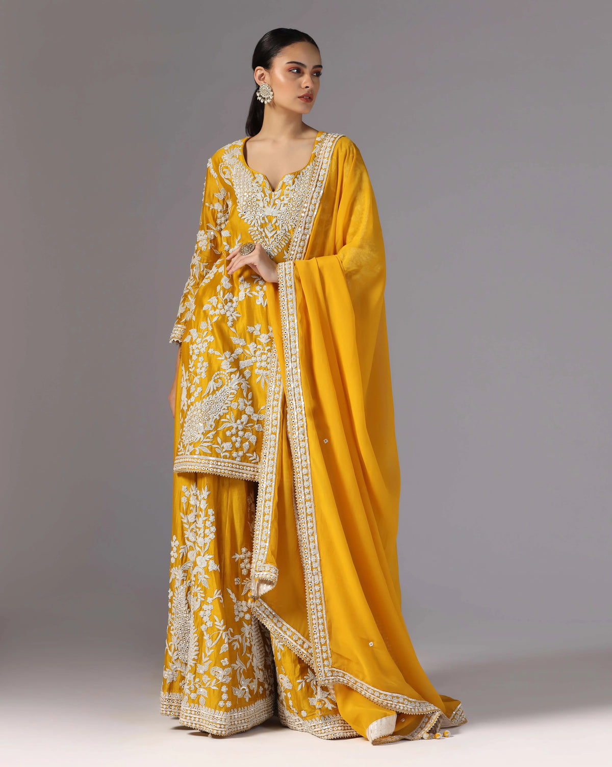 Sunlit Charm Yellow Dori Work Kurta Sharara