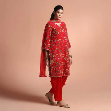 Women Scarlet grace-embellished suit