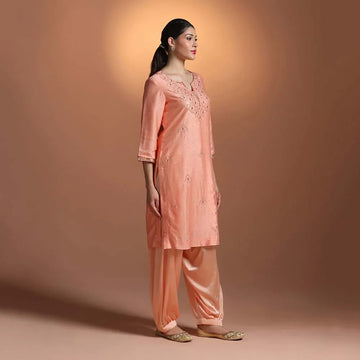 Peach Mukesh Kurti