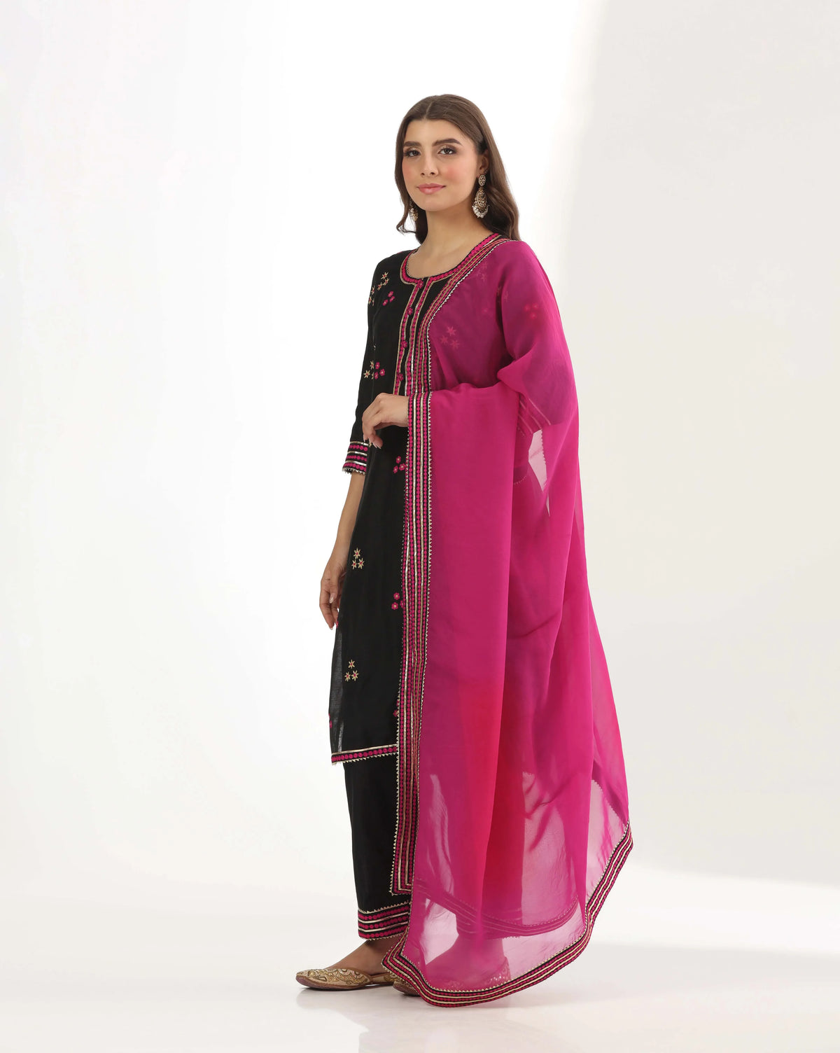 Black Long Chanderi Suit