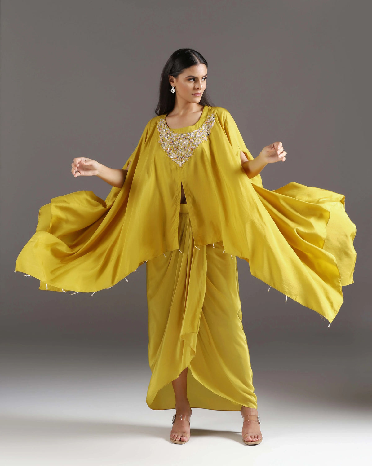Yellow Crepe Kurta Set