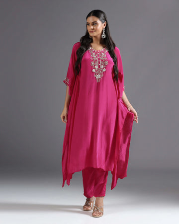 Fuchsia kaftan kurti set