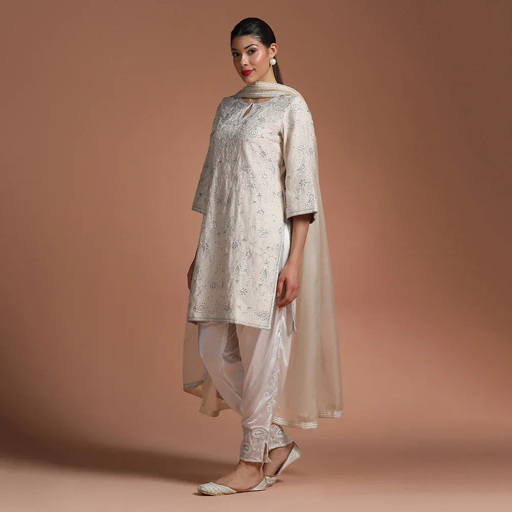 Ivory Embroidered Kurta Set