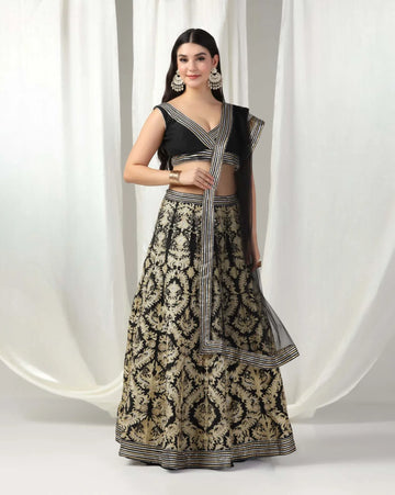 Black gold gotta zari lehenga