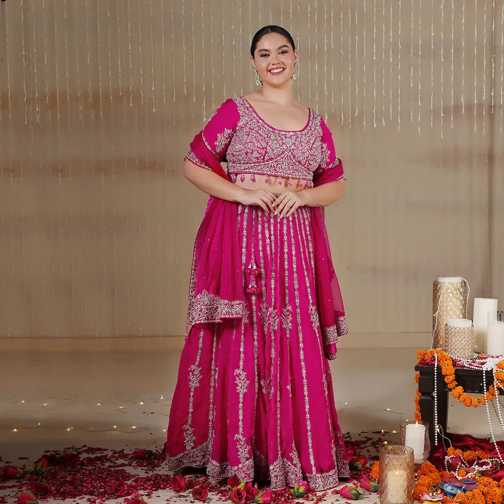 Fuchsia Organza Lehenga