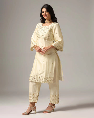Ivory gold kurta set