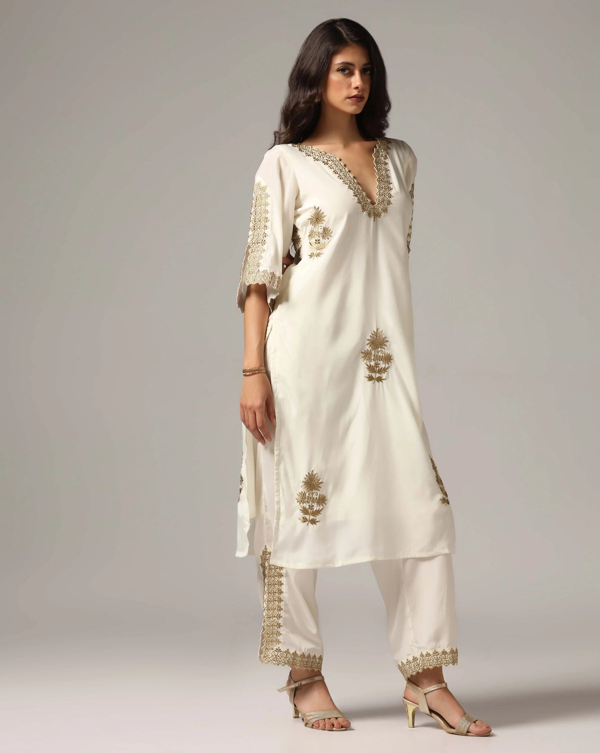 Ivory Gold Embroidered Set