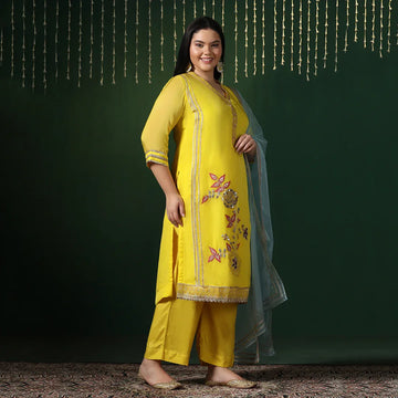 Yellow organza gotta suit