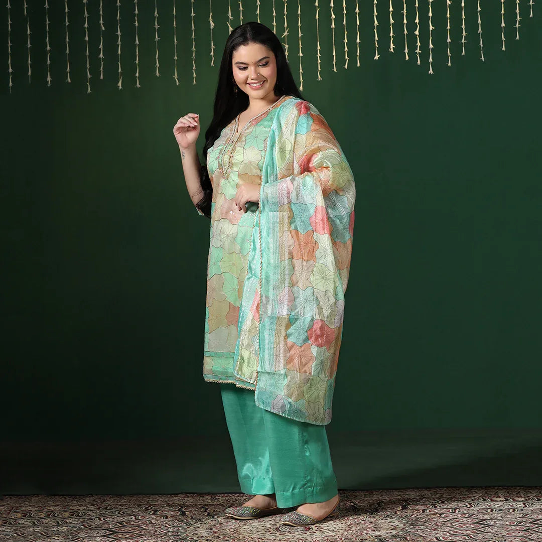 Printed Organza Suit