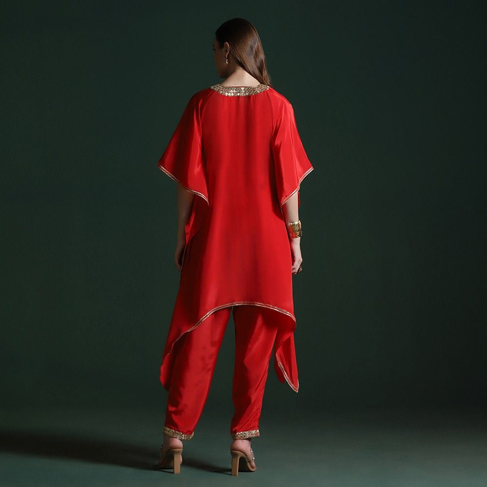 Red Crepe Mirror Co-ord Set