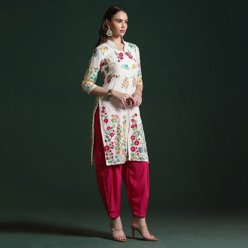 Off White Chanderi Embroidered Co-ord Set