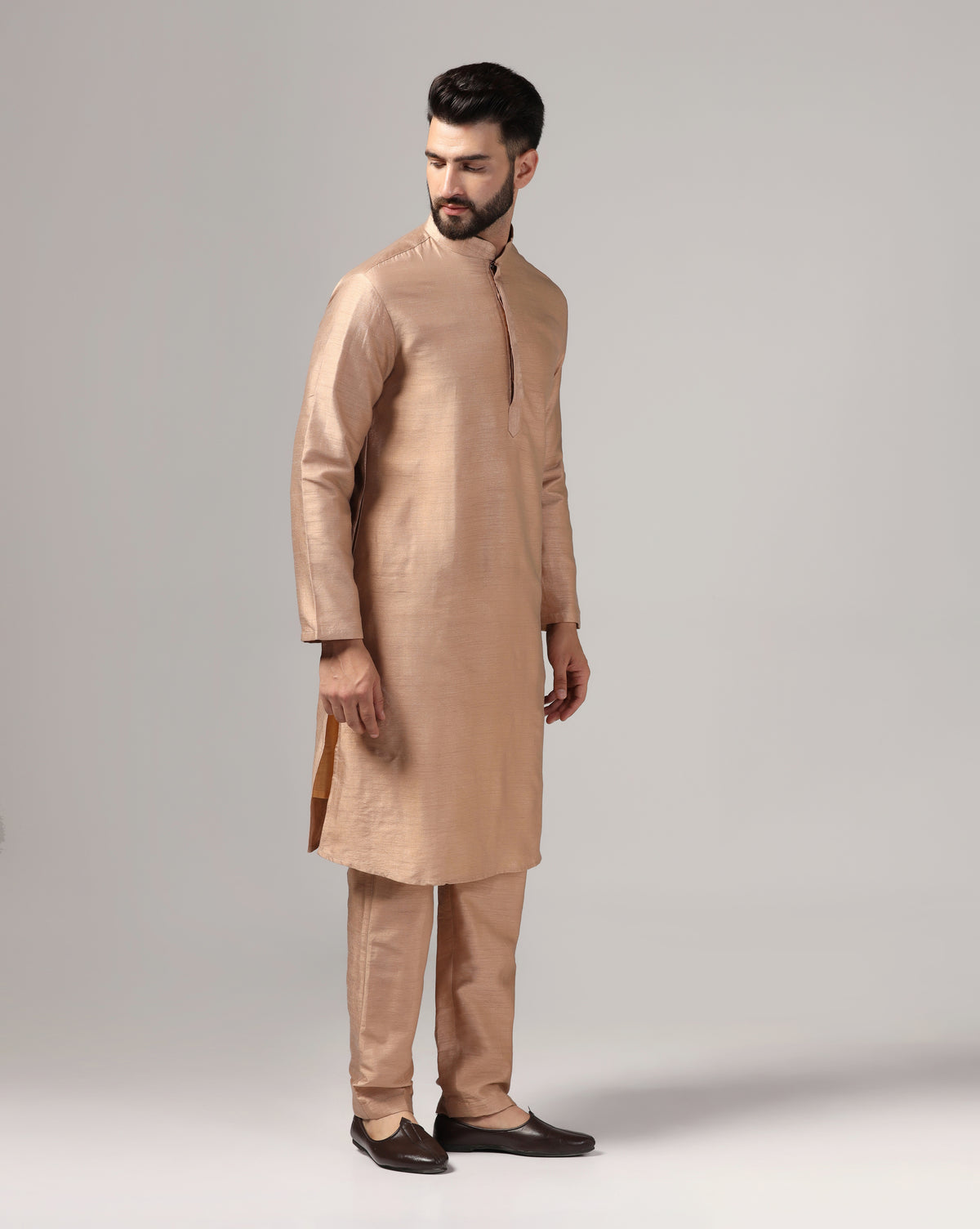 Classic Gold Dupion Silk Kurta Set
