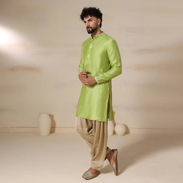 Green Chanderi Men's Kurta Set