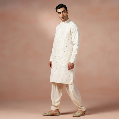 Classic Ivory Chanderi Men's Kurta Set