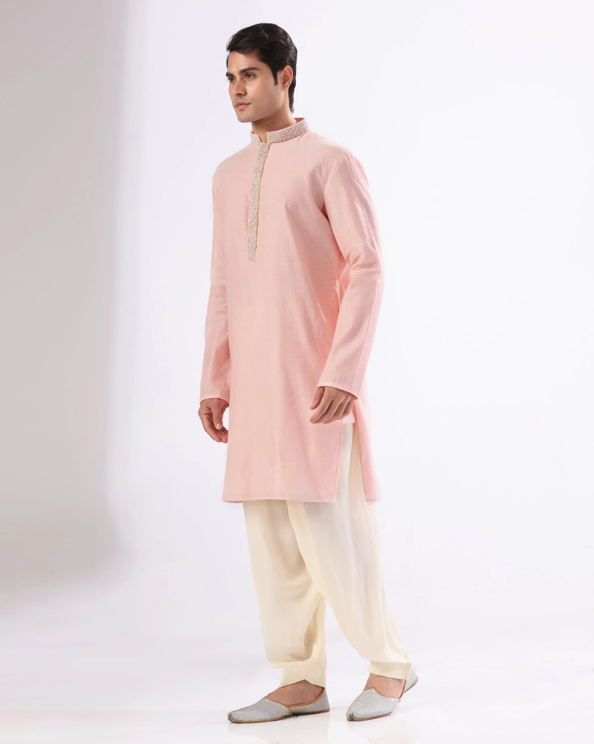 Pink Pearl Work Kurta Set For Men's