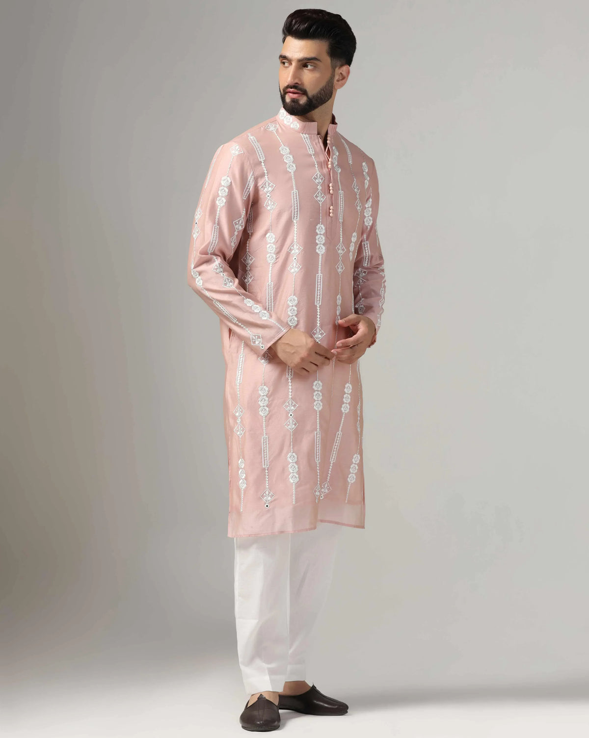 Men's Ethnic Blush Pink Kurta Set
