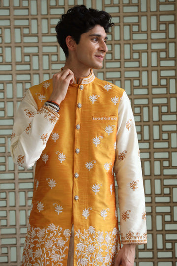 Bright yellow long bundi jacket