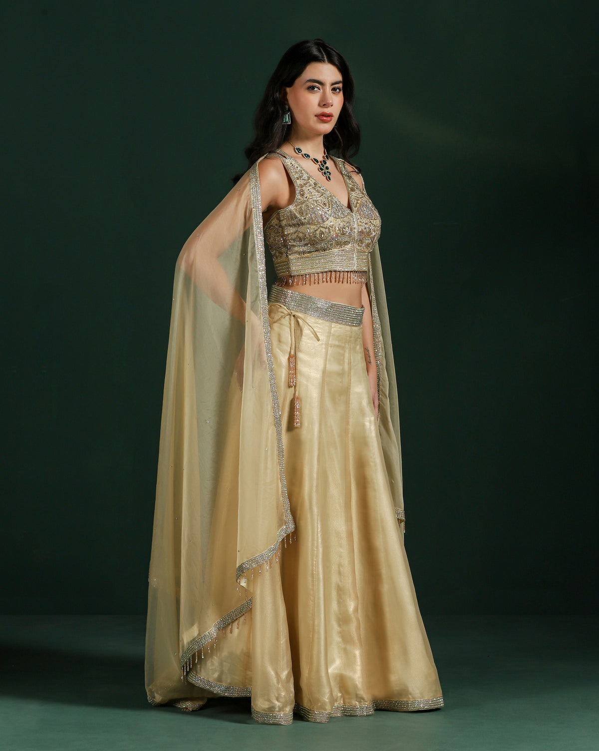 Classic Gold Silk Lehenga With Intricate Hand Embroidery