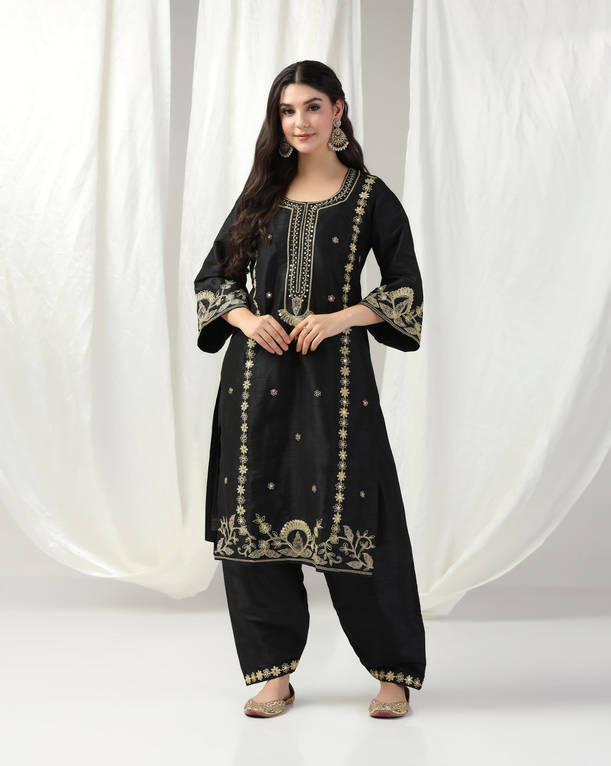 Black Dori Embroidery Kurta Set with Dupatta