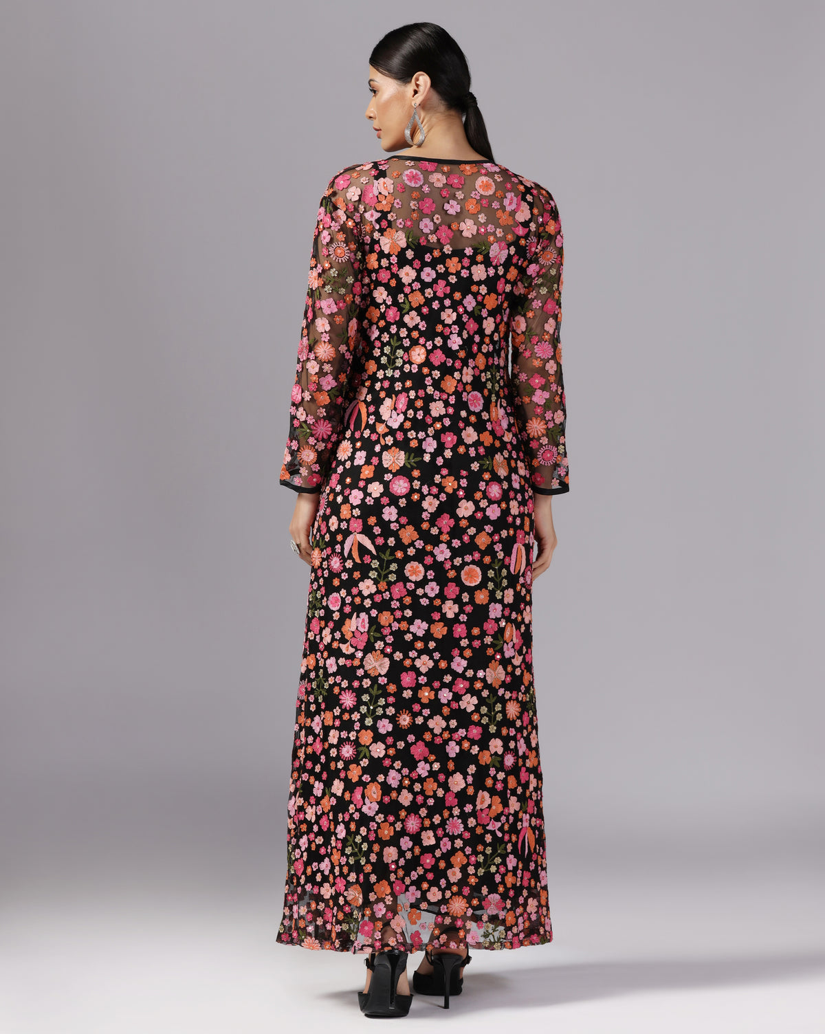 Long Multi Color Embroidered Jacket Set