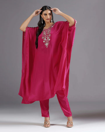Fuchsia crepe kaftan