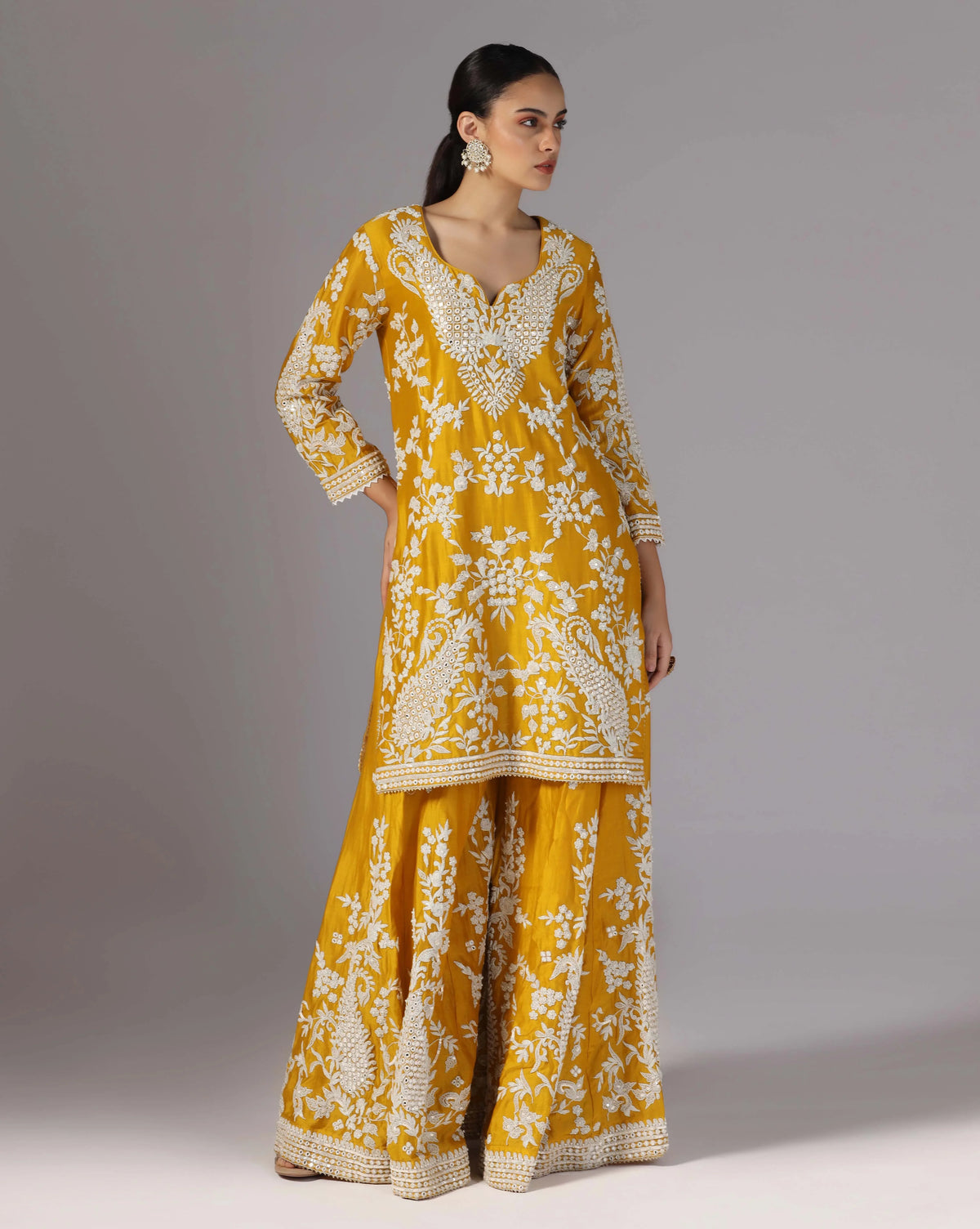 Sunlit Charm Yellow Dori Work Kurta Sharara