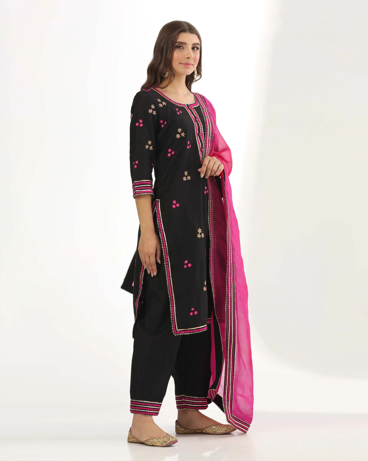 Black Long Chanderi Suit