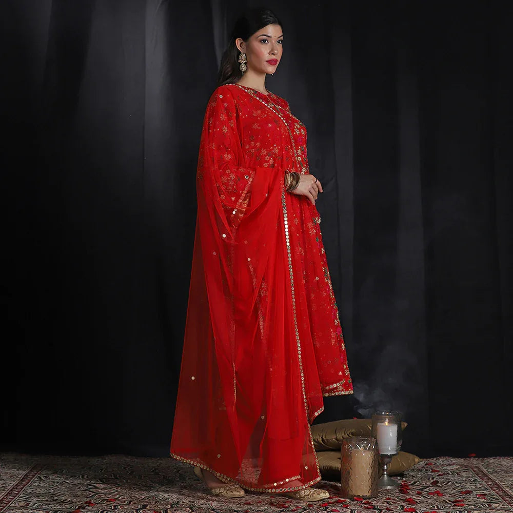 Red Embroidered Suit