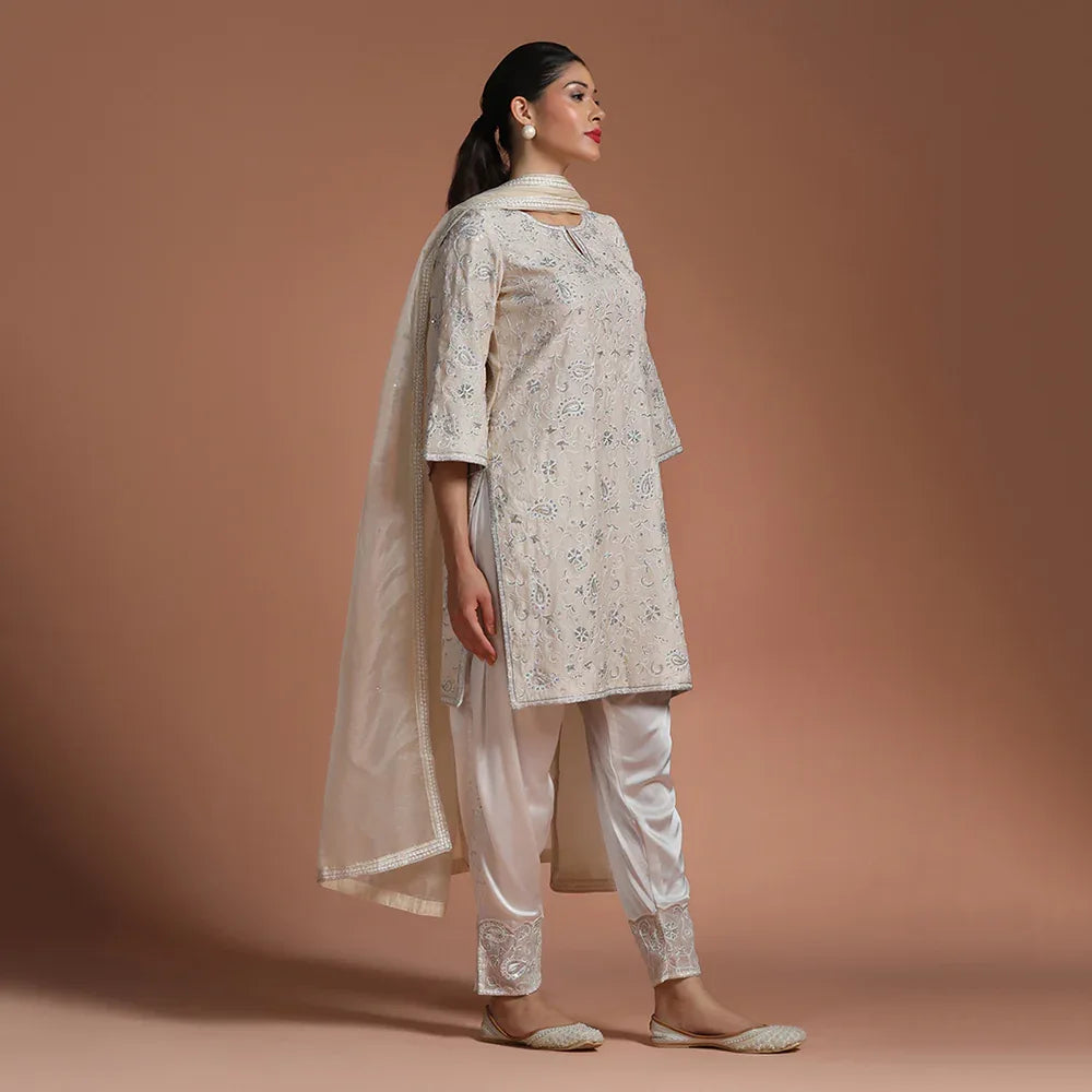 Ivory Embroidered Kurta Set
