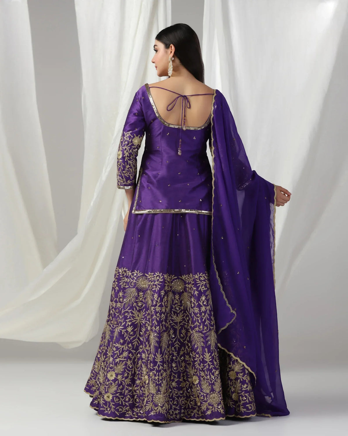 Purple Zari Silk Lehenga