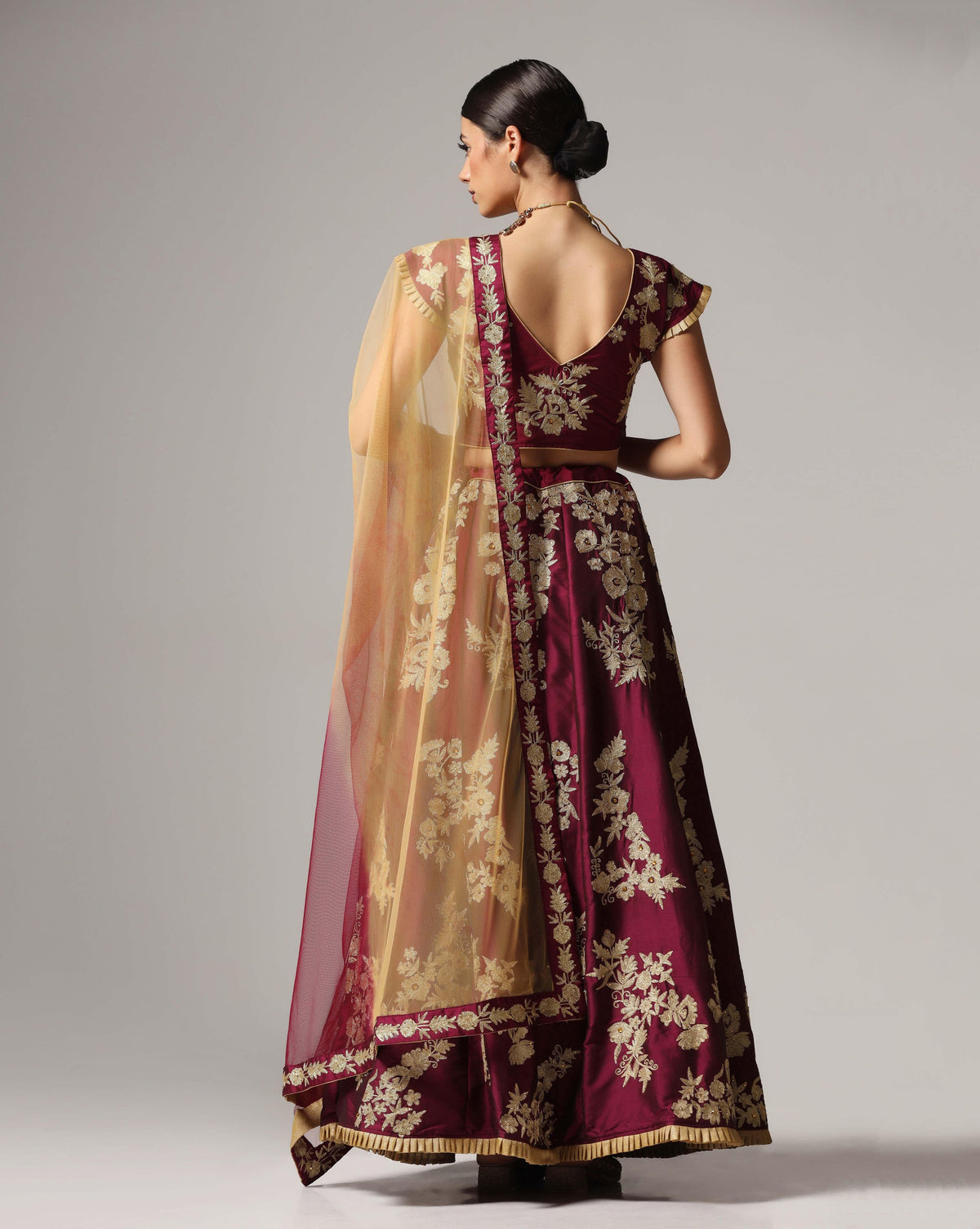 Purple Gold Zari Lehenga