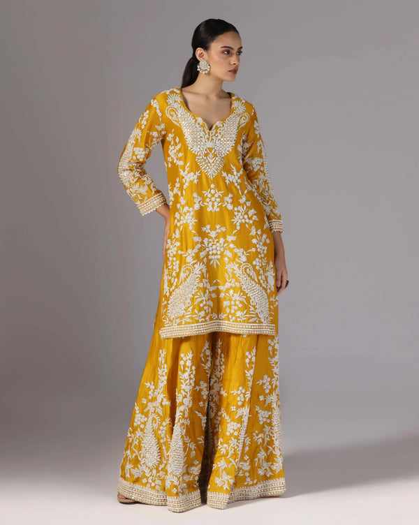 Sunlit Charm Yellow Dori Work Kurta Sharara