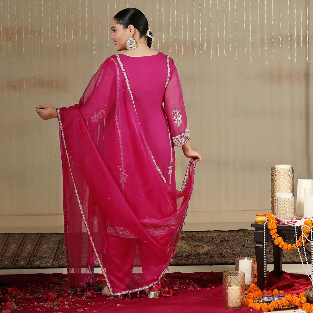 Fuchsia Organza Suit