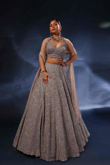 Silver lehenga ensembla