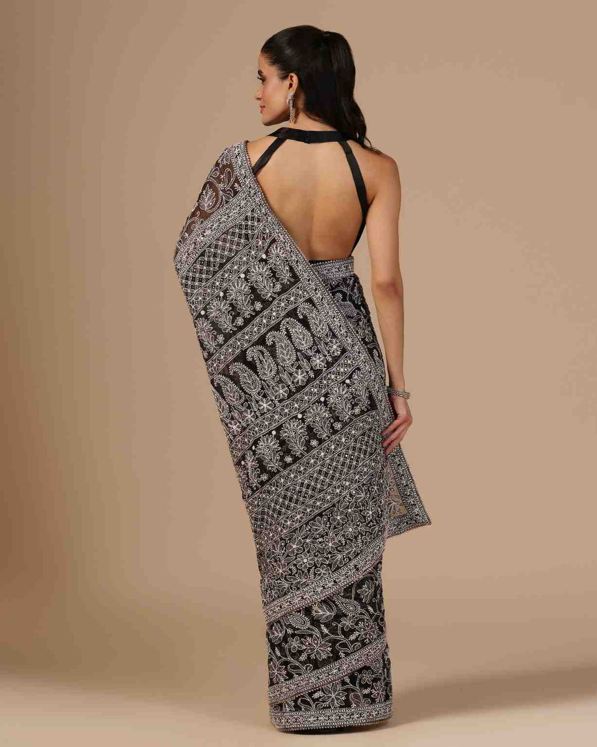 Black Georgette Chikankari Saree