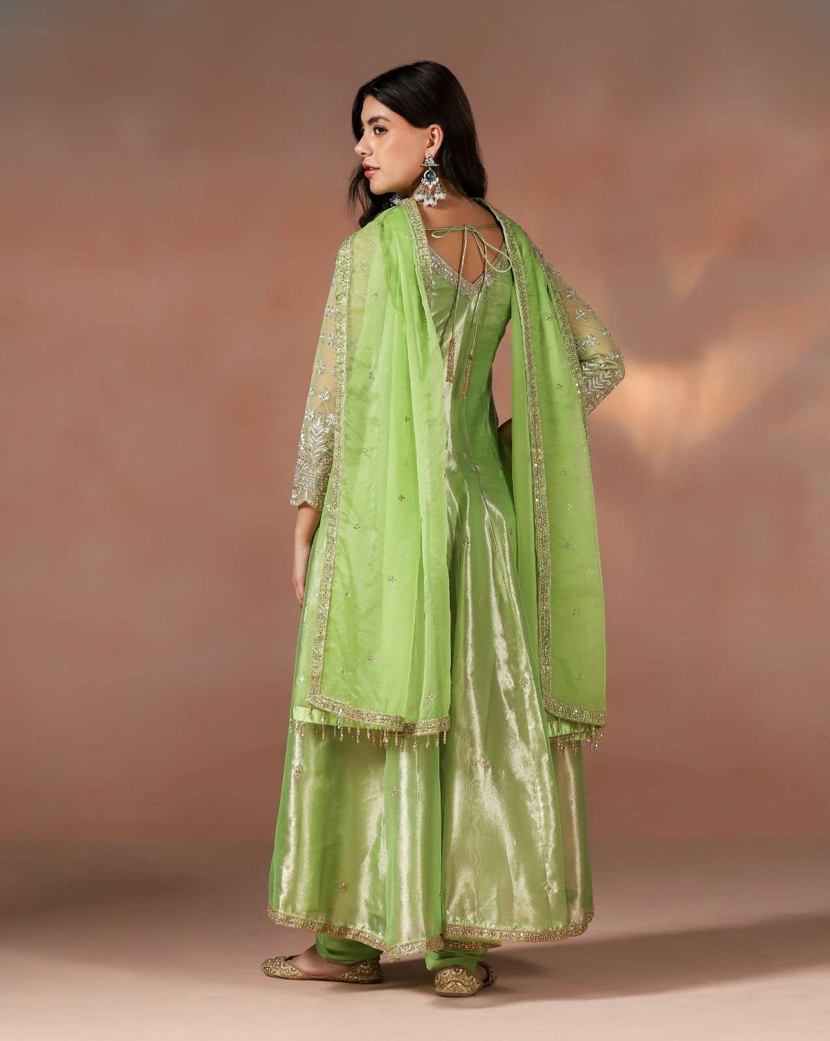 Classic Green Silk Anarkali with Fine Embroidery