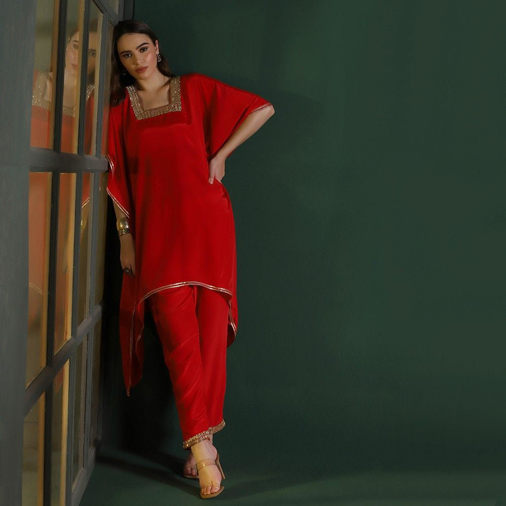 Red Crepe Mirror Co-ord Set