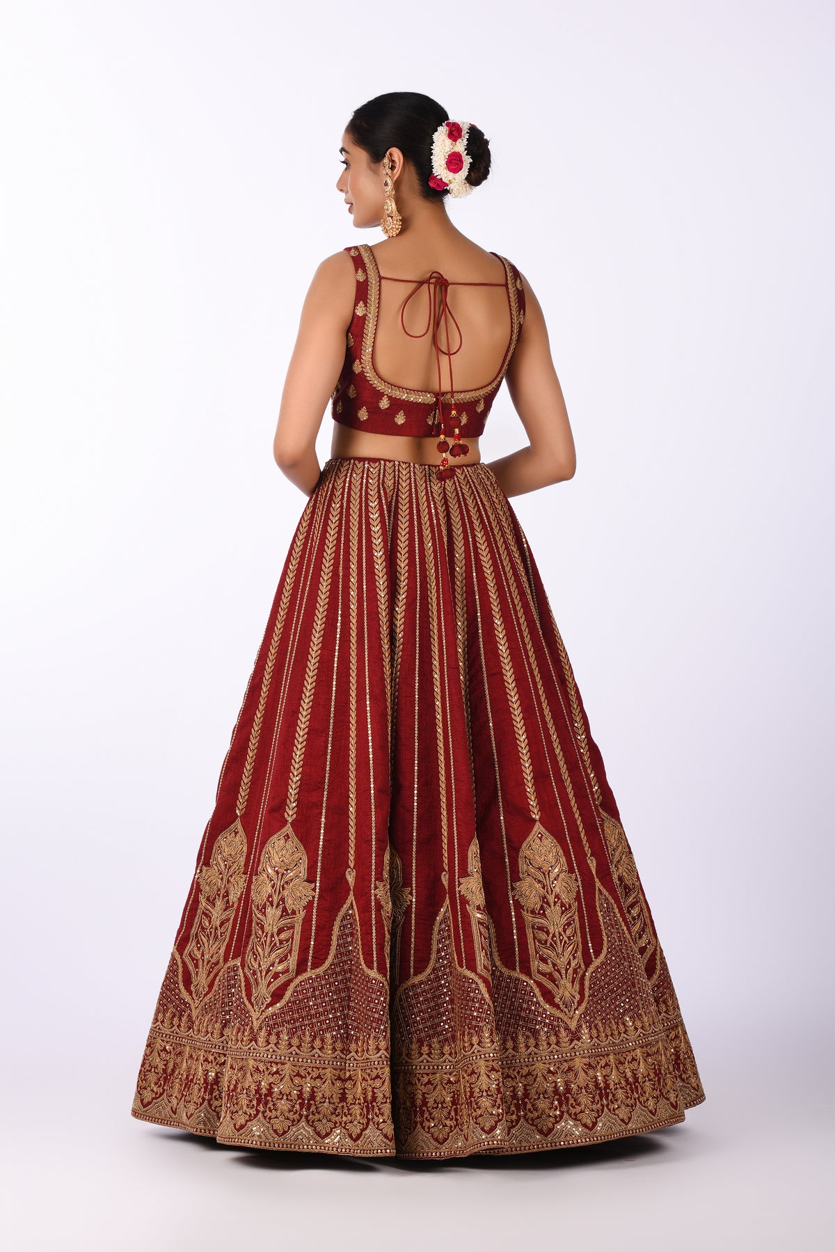 Lehenga Set Rich Maroon Velvet Embroidered Lehenga