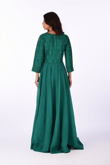 Anarkali Suit Emerald Green Embroidered Anarkali Set
